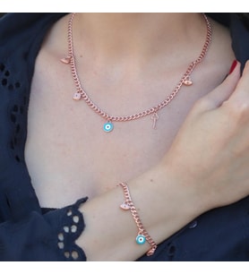 Rose Gold Kaplama 2'li Gümüş Dilek Seti