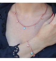 Rose Gold Kaplama 2'li Gümüş Dilek Seti