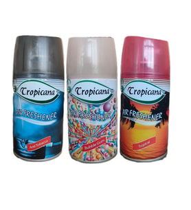 Tropicana Air Freshener Oda Kokusu Anti Tobacco + Bubble Gum + Tropikal Otomatik Makina Yedek Parfüm Spreyi 260 Ml X 3 Adet