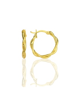 Gümüş altın yaldızlı çift burgulu halka küpe SGTL12313GOLD
