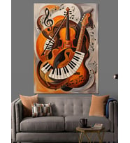 Gitar Müzik Aleti Soyut Dekoratif Kanvas - Mdf Ahşap Tablo