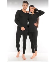 Unisex Kışlık Pamuklu Yakmayan Termal İçlik, Termal Alt Üst Takım,  Termal Fanila iclik (Siyah)