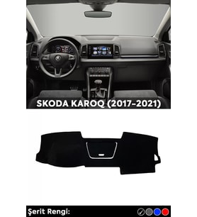 Skoda Karoq (2017-2021) 3d Torpido Koruma Kılıfı - Ön Göğüs Kaplama - Siyah Şerit