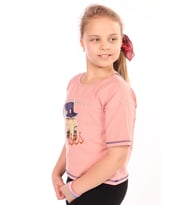 Toontoy Kız Çocuk Roses Yazı Baskılı Tişört (Koyu Pudra)