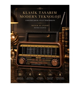 Ahşap Görünümlü Nostaljik Radyo Bluetooth Hoparlör Retro Tasarım Şarjlı Müzik Çalar USB MP3 Çalar