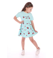 Toontoy Kız Bebek Ladybug Girl Uğur Böcek Baskılı Elbise (Mint Yeşili)