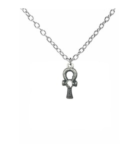Ankh Yaşam Figürlü Unisex Kolye – 60 cm Zincirli, Antik & Mısır Temalı Metal Takı (Gümüş)