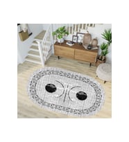 Eliana Home Baskılı, Yıkanabilir Kaymaz Taban Oval Halı LNA7243-SD1069 100x150 cm (Gri)
