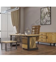 Ntconcept Kain Doğal Ahşap Dörtlü Ofis ve Çalışma Odası Takımı
