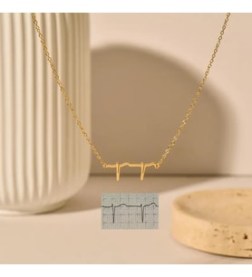 Kişiye Özel Fotoğraflı Kalp Atışı EKG Kolye 925K Gümüş (Gold)