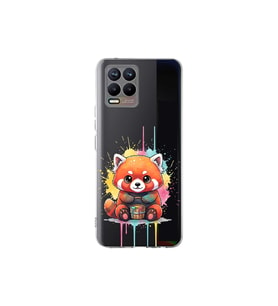 Realme 8 ile Uyumlu Splash Tilki Tasarımlı Şeffaf Silikon Kılıf