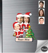 Kişiye Özel Yılbaşı Aile Ahşap Magnet -5