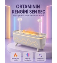 Yağmur Efektli Ha Nemlendirici 280 ML Aromaterapi Difüzörü Alev Modlu Uzaktan Kumandalı
