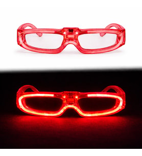Kırmızı LED Işıklı Parti Gözlüğü 3 Modlu – Glow &amp; Gece Eğlence Gözlüğü