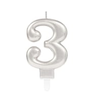 3 Rakam Mum Gümüş Renk (5047)