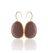 Kadir Jewellery 22 Ayar Altın Kaplama Fosil Taşlı Küpe -El İşçiliği Ve Hipoalerjenik Küpe