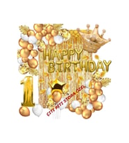 1 Yaş Lüks Happy Bırthday Kral Taçlı Doğum Günü Seti