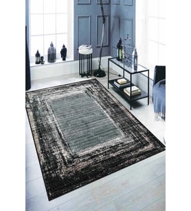 Füme Modern Klasik Kaymaz Tabanlı Dekoratif Halı AR124 - 100 x 160 cm