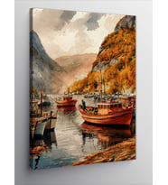 Kanvas Tablo Limandaki Tekneler