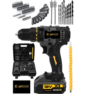 12V 1.5Ah Metal Şanzıman Çift Akülü Matkap ve Vidalama Seti Siyah