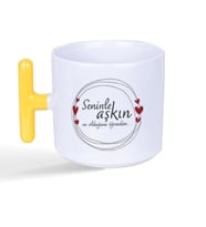 Seninle Aşkın Ne Olduğunu Öğrendim Baskılı Sarı Kulplu T Kupa