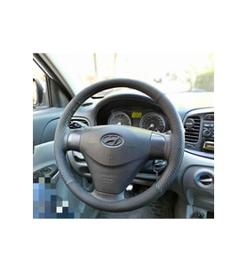 DİKİŞLİ DERİ DİREKSİYON KILIFI KARBON NUBUK SİYAH DİKİŞLİ HYUNDAİ ERA HIZLI KARGO