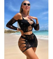 KADIN  TAŞLI VÜCUT ÇORABI  STANDART (Siyah)