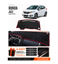 HONDA JAZZ (2018-2020) Uyumlu Torpido Örtüsü Torpido Kılıfı - Siyah Kırmızı