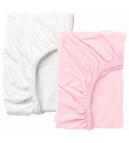 2 Li Lastikli Çarşaf Seti IKEA 60x120 Cm Bebek Odası Pamuklu Lastikli Çarşaf Pembe-Beyaz