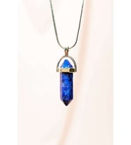 Lapis Lazuli Doğal Taşı Zincirli El Yapımı Tasarımlı Kolye Uç: 3,5 cm Zincir: 20 cm Kutulu