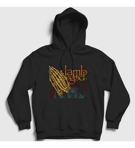 Presmono Unisex Siyah Pray Lamb Of God Kapüşonlu Sweatshirt 94580tt