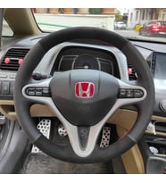 Honda Civic Fd6 Araca Özel Direksiyon Kılıfı (Tüylü Alcantra Nokta Kırmızı) (Karışık)