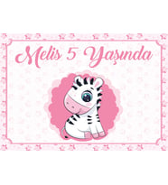 Zebra Temalı Doğum Günü Afişi 35X50 cm