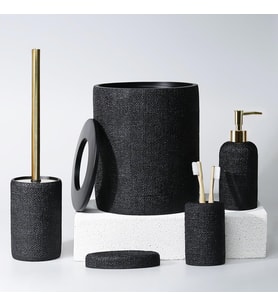 By Selim Natural 5 Parça Polyester Banyo Seti Siyah