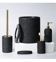 By Selim Natural 5 Parça Polyester Banyo Seti Siyah