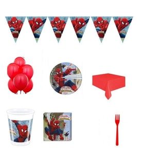 16 Kişilik Spiderman Örümcek Adam Doğum Günü Süsleri Parti Seti Uygun Fiyatlı-