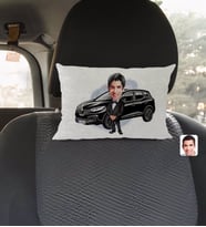 BK Gift Kişiye Özel Plakalı Erkek Renault Kadjar Karikatürlü Dikdörtgen Araç Koltuk Yastığı-2