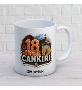 Kişiye Özel 18 Çankırı Baskılı Kupa, Tuz Mağarası ve Şehir Temalı İsim Soyisim Yazılı Memleket Hediyesi