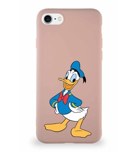 Apple iPhone SE 2022 Soft Premier Kapak Donald Duck-C Tasarımlı Silikon Kılıf - Pudra (Şeffaf)