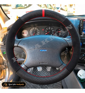 Fiat Marea Dikme Direksiyon Kılıfı Alcantara Süet Mat Karbon Kırmızı Yüzük ve Dikiş ELX-HLX 1996-2002