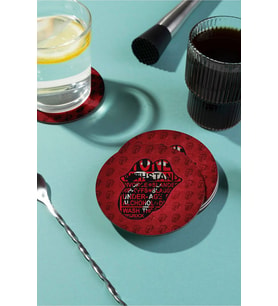 Red Lip Baskılı Ahşap Bardak Altlığı (Çok Renkli)