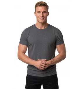 DeepSEA Erkek Antrasit Slim Fit %90 Pamuk Likralı Yumuşak Dokulu Basic Tişört 1801131