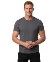 DeepSEA Erkek Antrasit Slim Fit %90 Pamuk Likralı Yumuşak Dokulu Basic Tişört 1801131