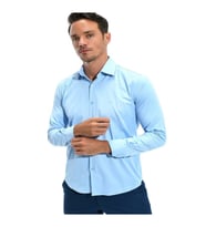 Coumas Erkek Slim Fit Poplin Likralı Gömlek C00017 - Siyah - ST00017-Siyah-XL (Mavi)