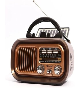 Nostaljik Görünümlü Solar Panelden Şarj Olabilen Telefon Standlı FM Radyo Bluetooth Hoparlör