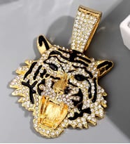 Hip Hop Iced Out Kaplan Pendant Küba Zincir Kolye Ucu Charm