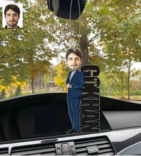 Kişiye Özel Karikatürlü Ahşap Araba Dikiz Ayna Süsü Erkek-8