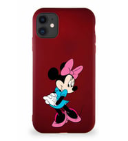 Apple iPhone 11 Soft Premier Kapak Minnie Mouse-F Tasarımlı Silikon Kılıf - Mürdüm (Şeffaf)