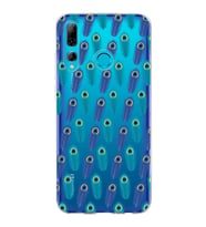 PrintiFy Huawei P Smart Plus 2019 ile Uyumlu 1mm Slim Fit Nazar Boncuğu 4 Baskılı Şeffaf  Kılıf