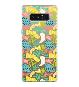 Samsung Galaxy Note 8 ile Uyumlu 1mm Kapak Memphis Desen Tasarımlı Şeffaf Silikon Kılıf